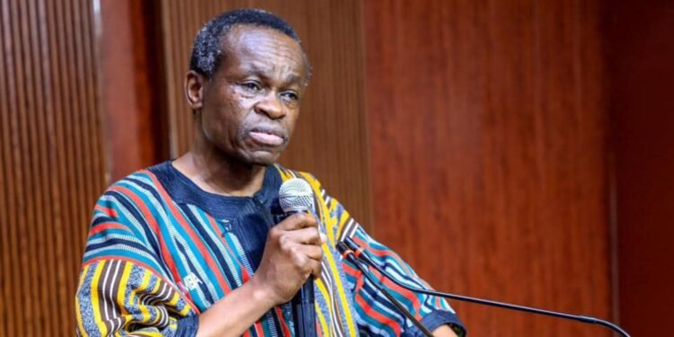 Prof. PLO Lumumba delivering an address. Photo courtesy of the PLO Lumumba Foundation (via social media).